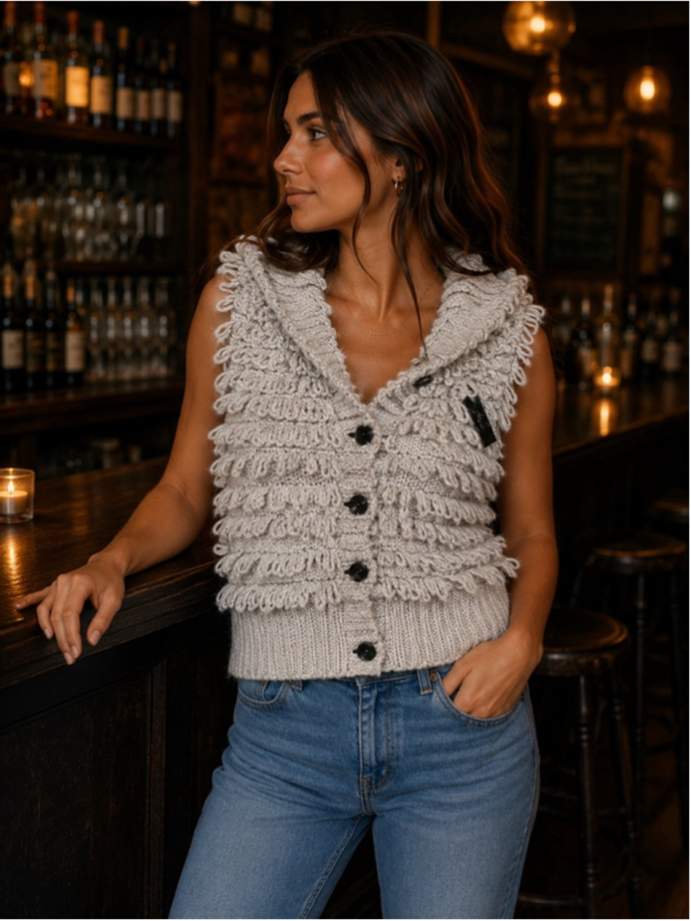 Women's Vertigo Sweater Vest Size M Gray Summer